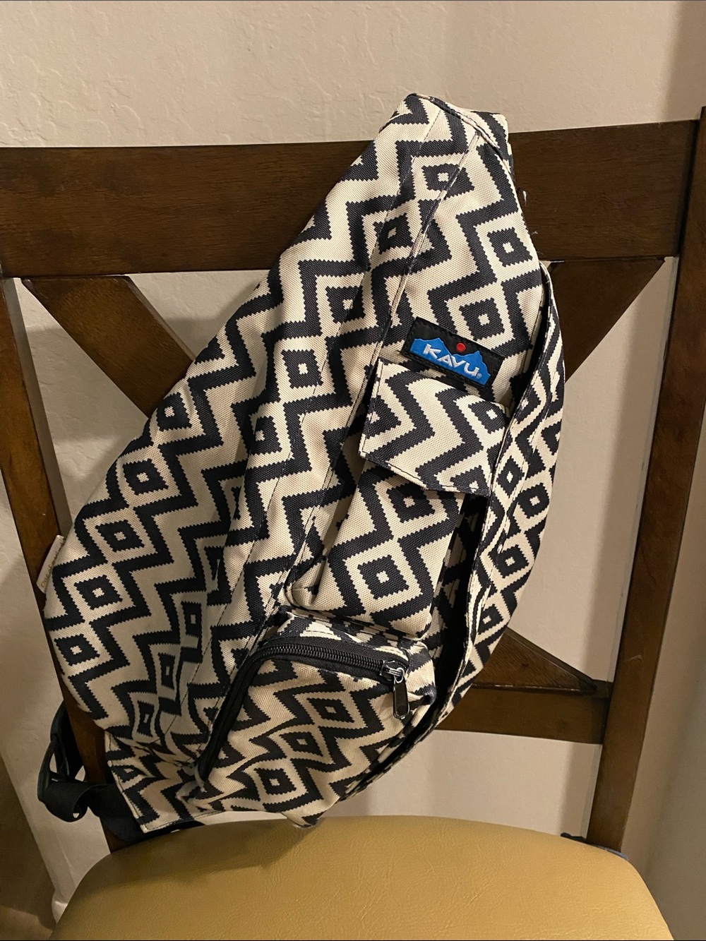 Kavu Black & White Geometric Sling Pack